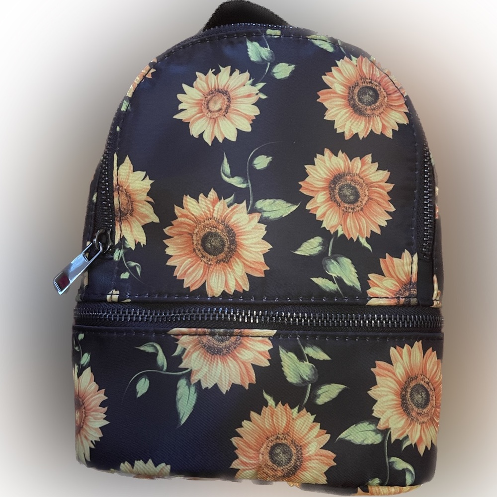 No Boundaries Cotton Canvas Mini Backpack Sunflowers Print